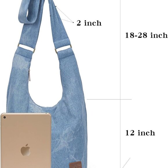 Women Hippie Crossbody Bag - Top Zip Large Capacity Canvas Sling Bag - Jacquard - Picture 4 of 6